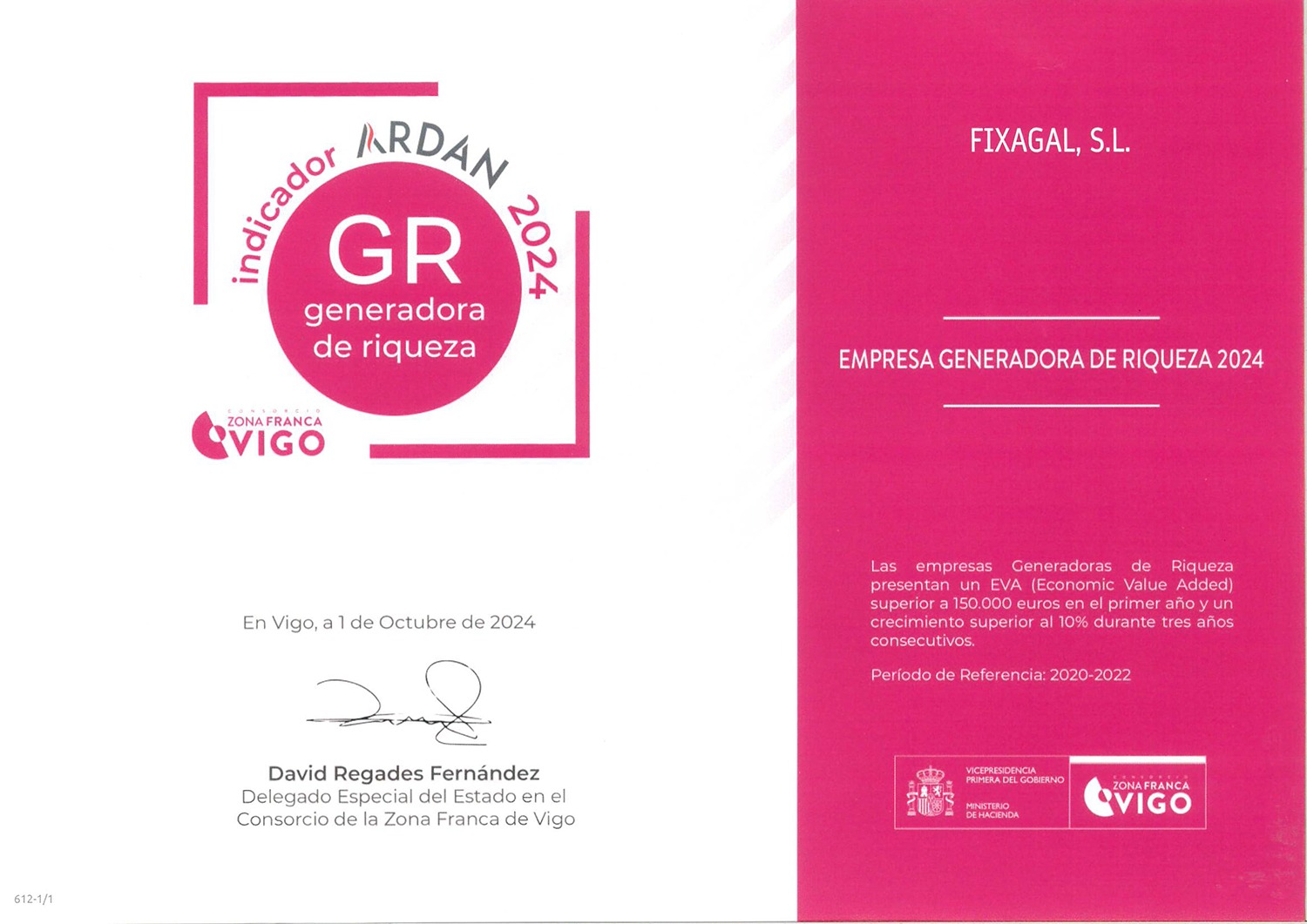 Fixagal consigue el indicador Ardán de Generadora de Riqueza en 2024